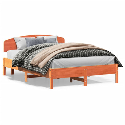 Bed Frame without Mattress Solid Wood Pine Length 200 cm Wax Brown 150 cm