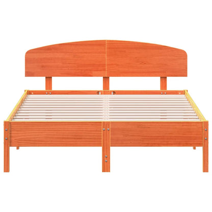 Bed Frame without Mattress Solid Wood Pine Length 200 cm Wax Brown 150 cm