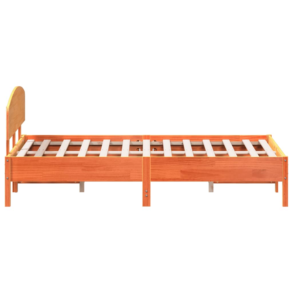Bed Frame without Mattress Solid Wood Pine Length 200 cm Wax Brown 150 cm