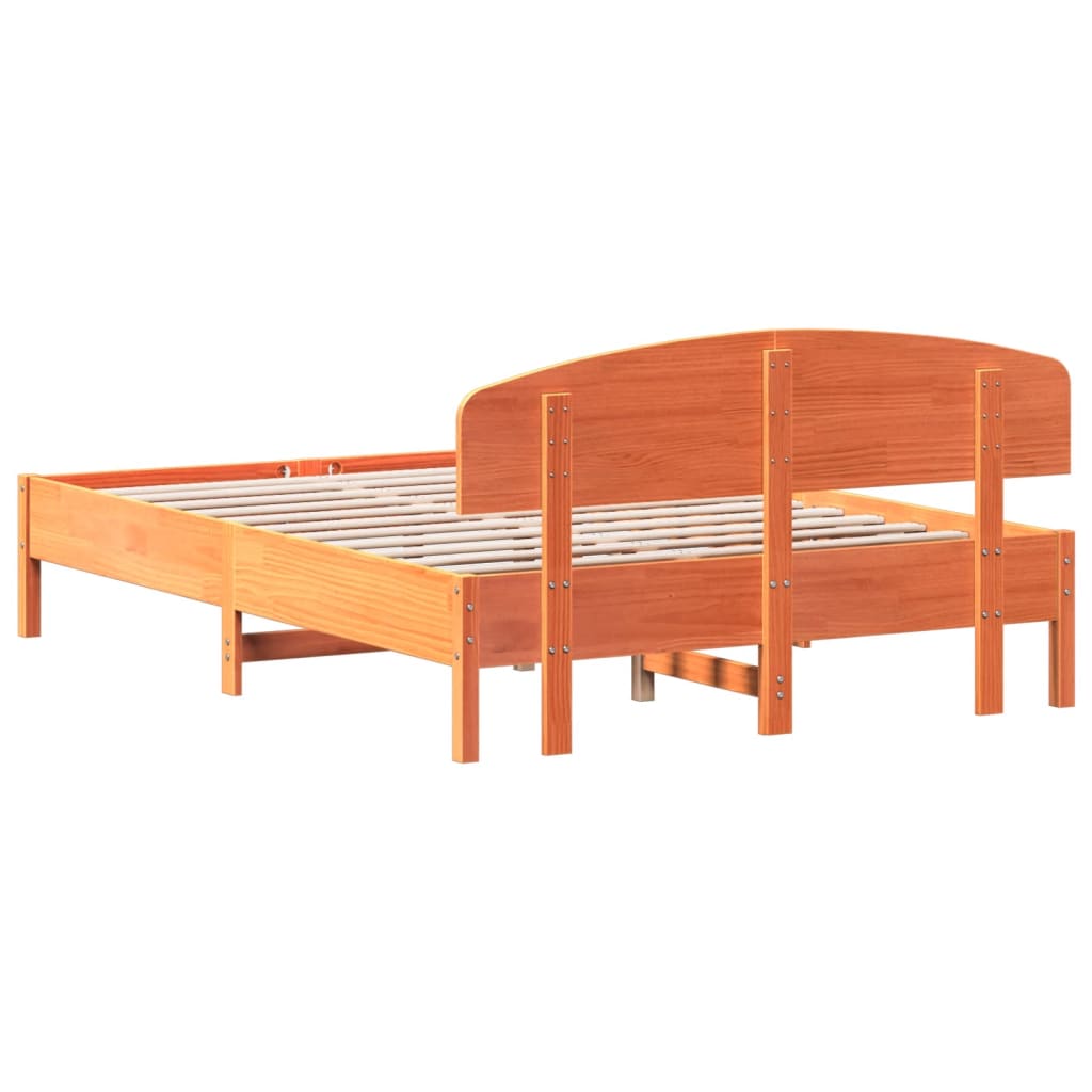 Bed Frame without Mattress Solid Wood Pine Length 200 cm Wax Brown 150 cm