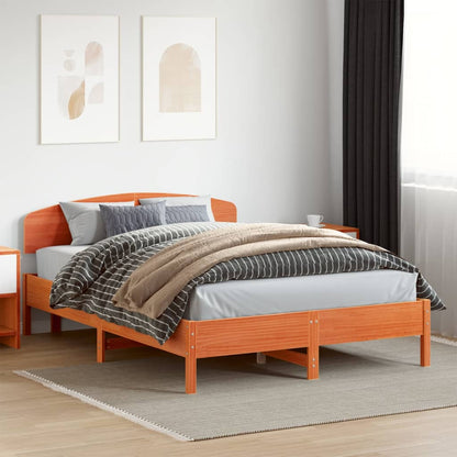 Bed Frame without Mattress Solid Wood Pine Length 200 cm Wax Brown 120 cm