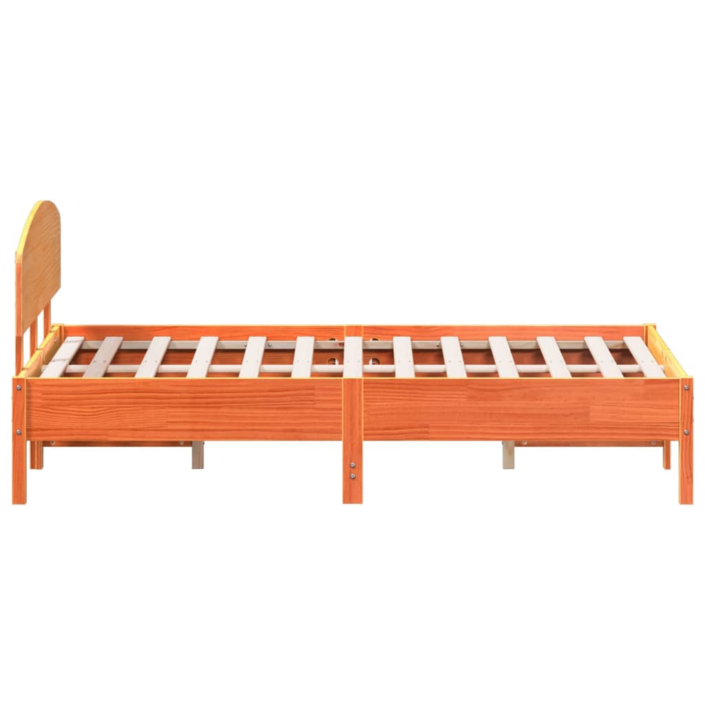 Bed Frame without Mattress Solid Wood Pine Length 190 cm Wax brown 135 cm