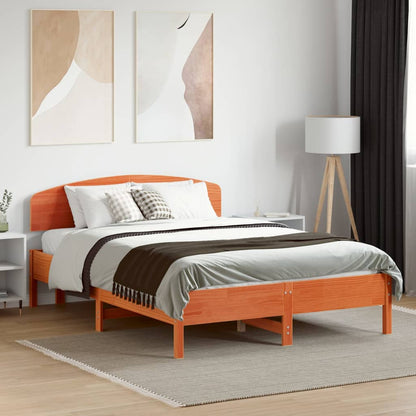 Bed Frame without Mattress Solid Wood Pine Length 190 cm Wax brown 120 cm
