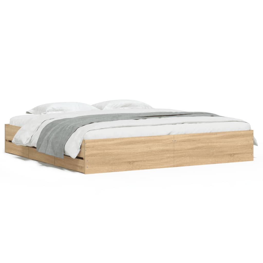 Bed Frame with Drawers without Mattress 180x200 cm Sonoma oak