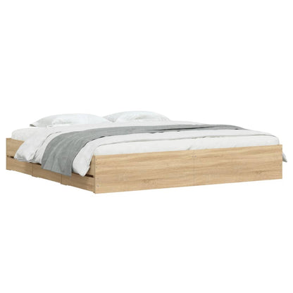 Bed Frame with Drawers without Mattress 180x200 cm Sonoma oak