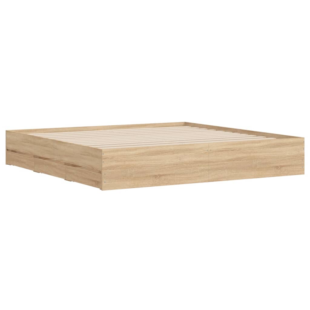 Bed Frame with Drawers without Mattress 180x200 cm Sonoma oak