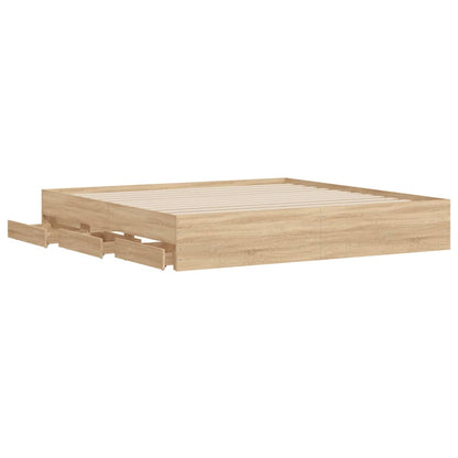 Bed Frame with Drawers without Mattress 180x200 cm Sonoma oak