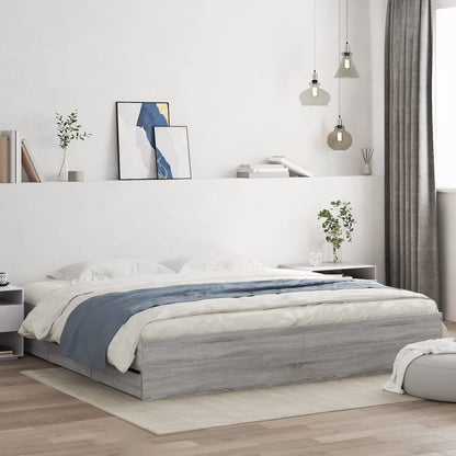 Bed Frame with Drawers without Mattress 180x200 cm Grey sonoma