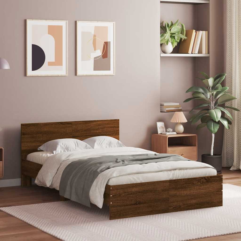 Bed Frame without Mattress Brown Oak 120 x 190 cm