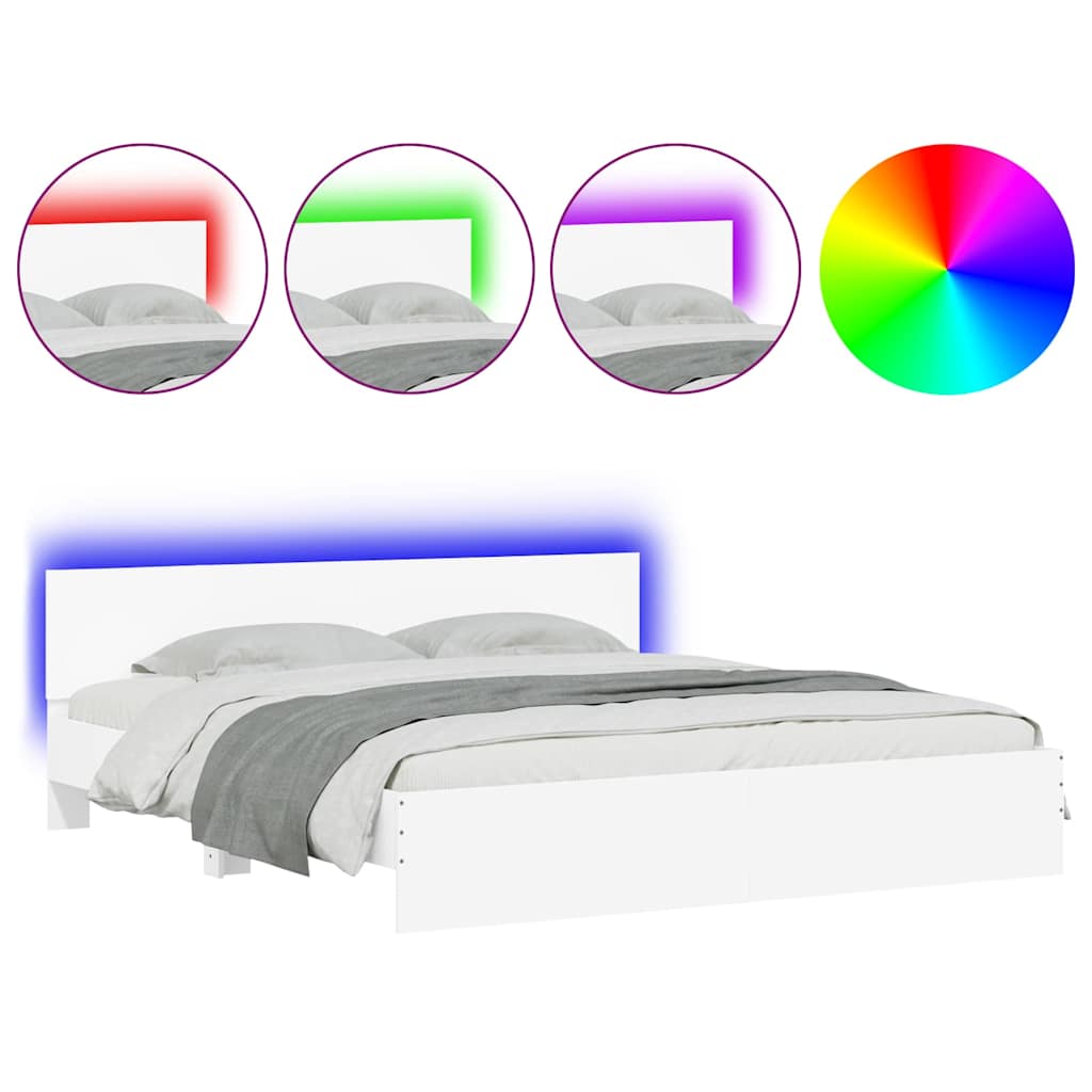Bed Frame with LED without Mattress 200x200 cm White