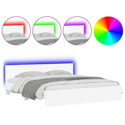 Bed Frame with LED without Mattress 200x200 cm White