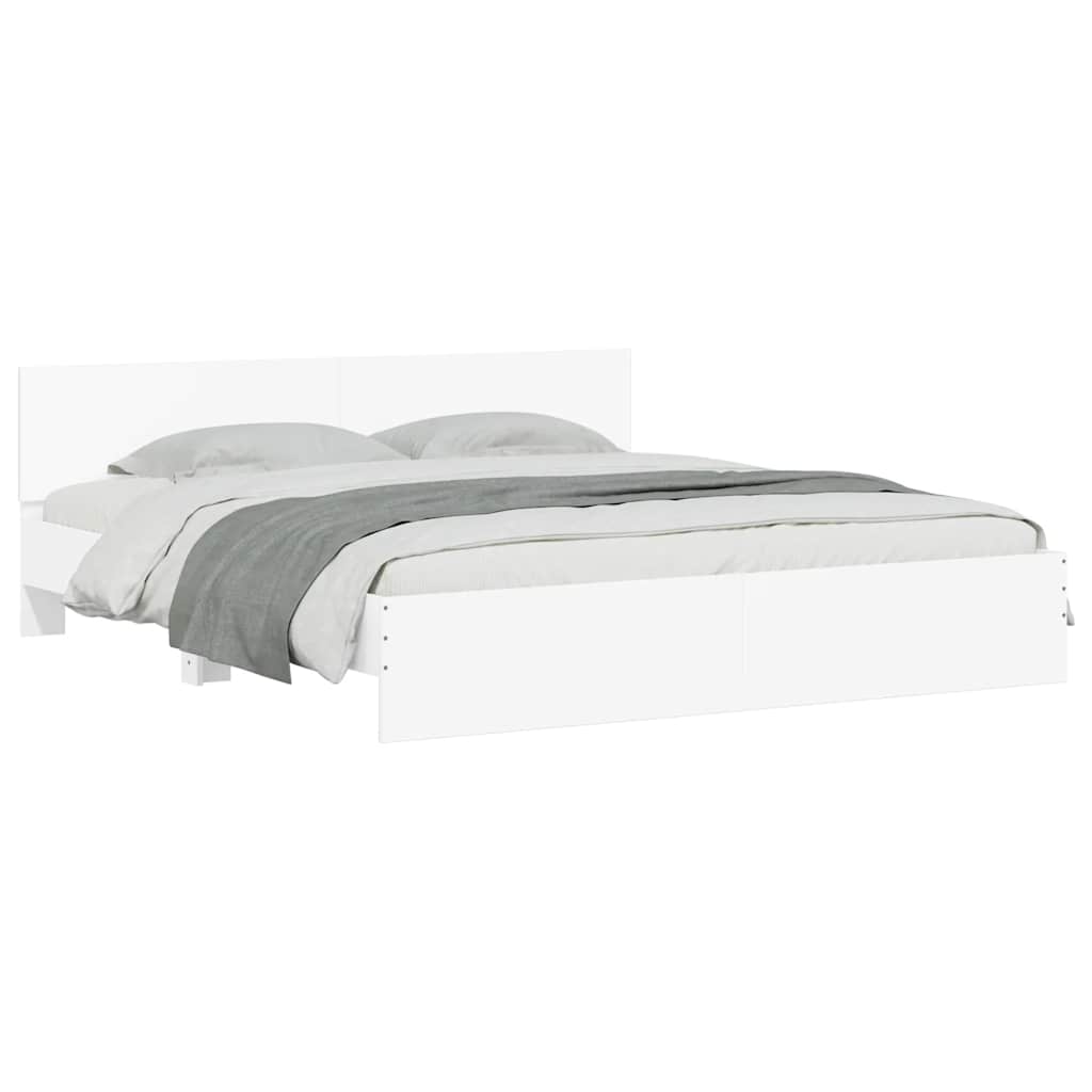 Bed Frame with LED without Mattress 200x200 cm White