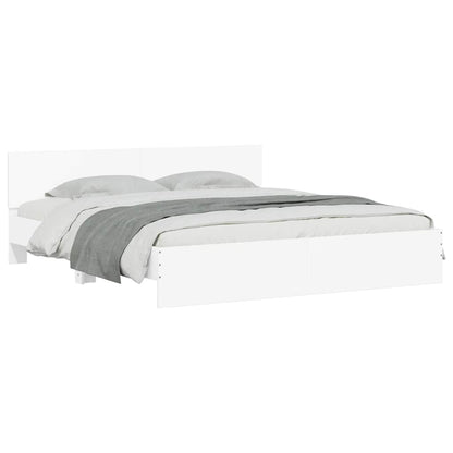 Bed Frame with LED without Mattress 200x200 cm White