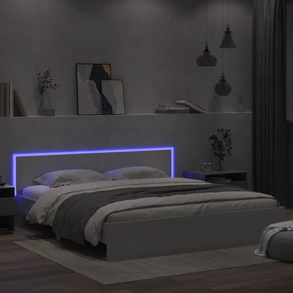 Bed Frame with LED without Mattress 200x200 cm White