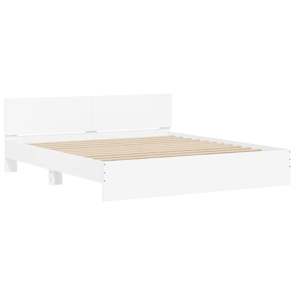 Bed Frame with LED without Mattress 200x200 cm White