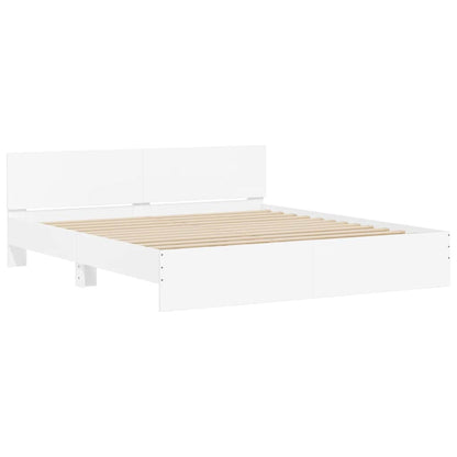 Bed Frame with LED without Mattress 200x200 cm White