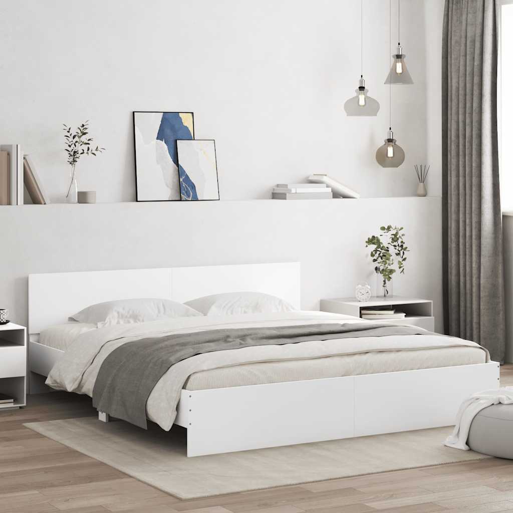 Bed Frame with LED without Mattress 200x200 cm White