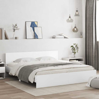 Bed Frame with LED without Mattress 200x200 cm White
