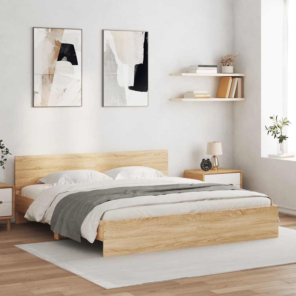 Bed Frame with LED without Mattress 200x200 cm Sonoma oak
