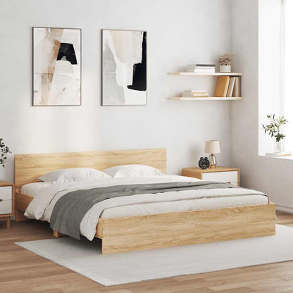 Bed Frame with LED without Mattress 200x200 cm Sonoma oak