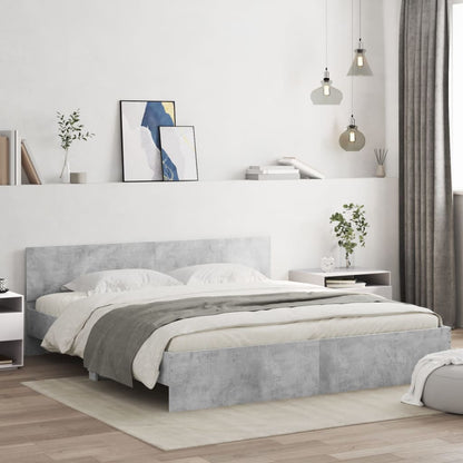 Bed Frame with LED without Mattress 200x200 cm Concrete grey
