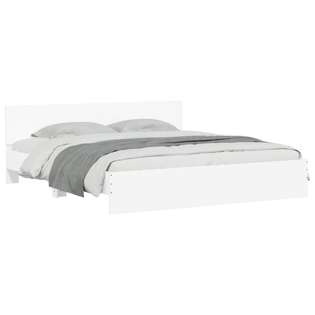 Bed Frame with LED without Mattress 180x200 cm White