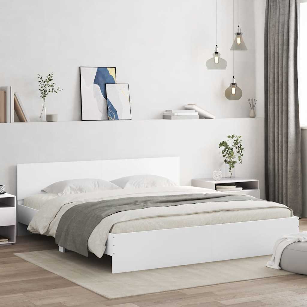 Bed Frame with LED without Mattress 180x200 cm White