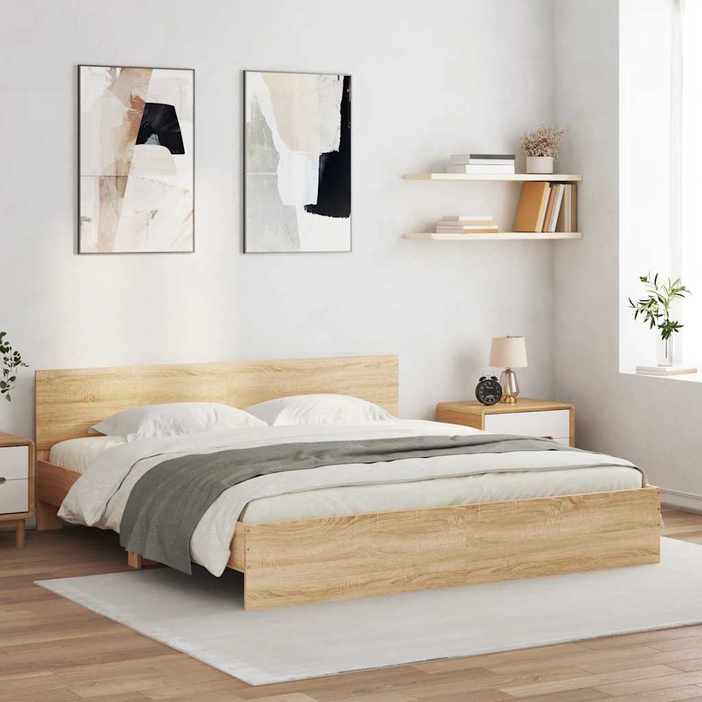 Bed Frame with LED without Mattress 180x200 cm Sonoma oak