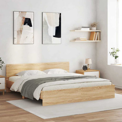 Bed Frame with LED without Mattress 180x200 cm Sonoma oak