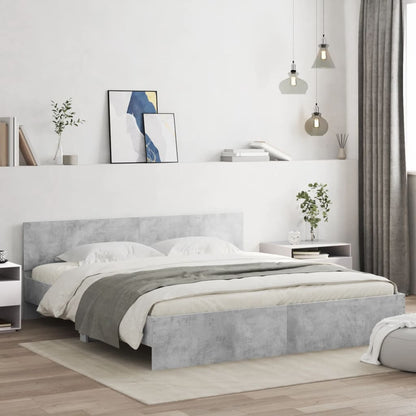 Bed Frame with LED without Mattress 180x200 cm Concrete grey