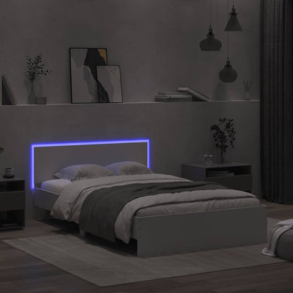 Bed Frame with Headboard and LED 120x200 cm White