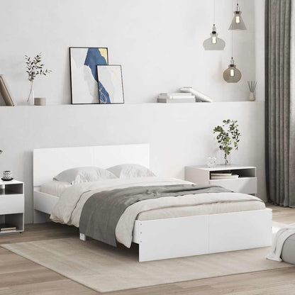Bed Frame with Headboard and LED 120x200 cm White