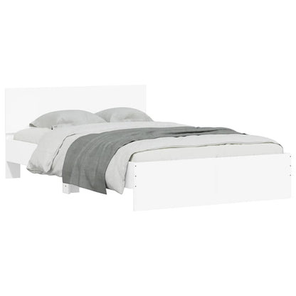 Bed Frame with Headboard and LED 120x200 cm White