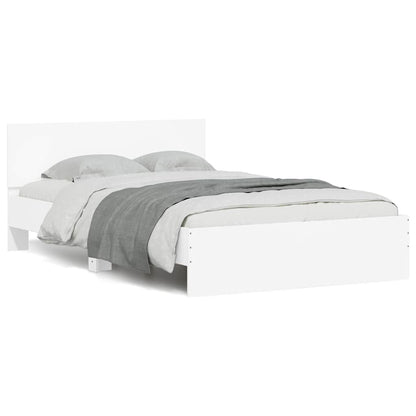 Bed Frame with Headboard and LED 120x200 cm White