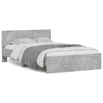 Bed Frame with Headboard and LED 120x200 cm Concrete grey