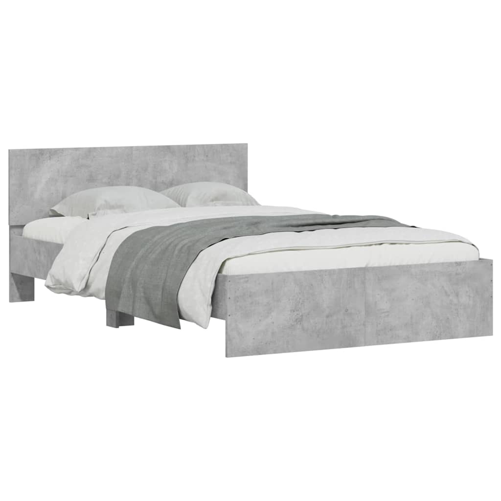 Bed Frame with Headboard and LED 120x190 cm Concrete grey