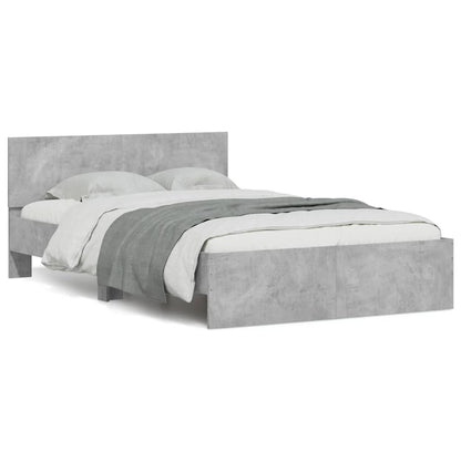 Bed Frame with Headboard and LED 120x190 cm Concrete grey