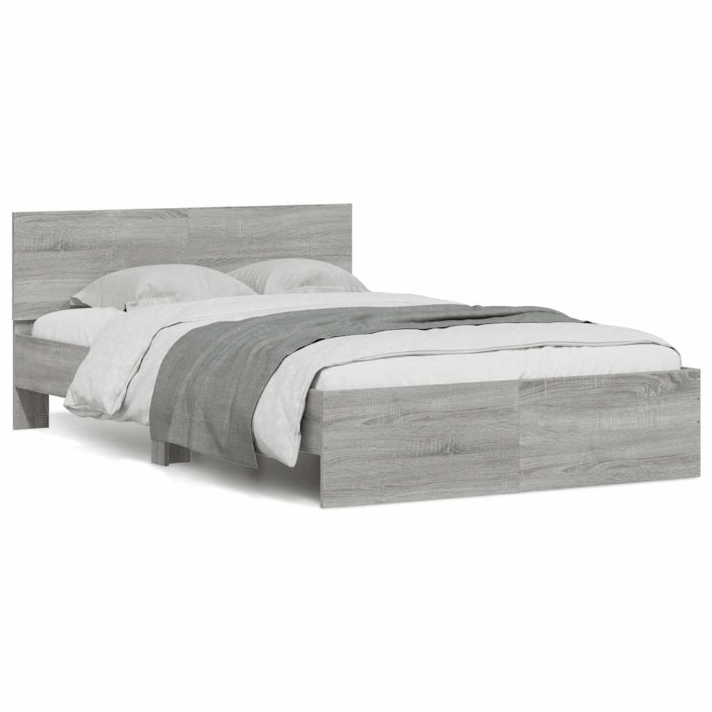 Bed Frame with Headboard and LED 120x190 cm Grey sonoma