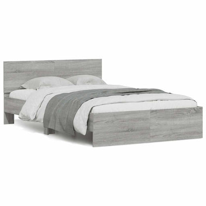 Bed Frame with Headboard and LED 120x190 cm Grey sonoma