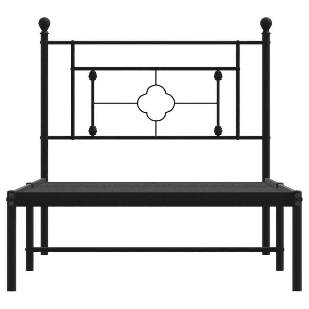 Metal Bed Frame without Mattress with Headboard Black 90 cm 190 cm
