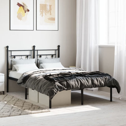 Metal Bed Frame without Mattress with Headboard Black 120 cm 190 cm
