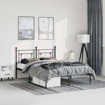 Metal Bed Frame without Mattress with Headboard Black 150 cm 200 cm