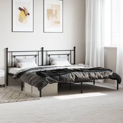 Metal Bed Frame without Mattress with Headboard Black 200 cm 200 cm