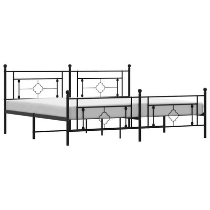 Metal Bed Frame without Mattress with Footboard with Headboard & Footboard Black 193 cm 203 cm