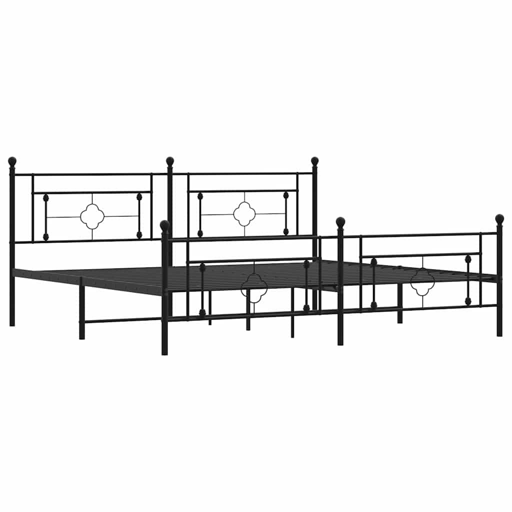 Metal Bed Frame without Mattress with Footboard with Headboard & Footboard Black 193 cm 203 cm