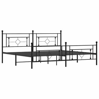Metal Bed Frame without Mattress with Footboard with Headboard & Footboard Black 193 cm 203 cm