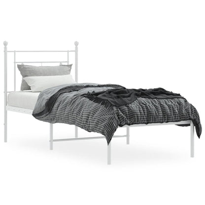 Metal Bed Frame without Mattress with Headboard White 75 cm 190 cm
