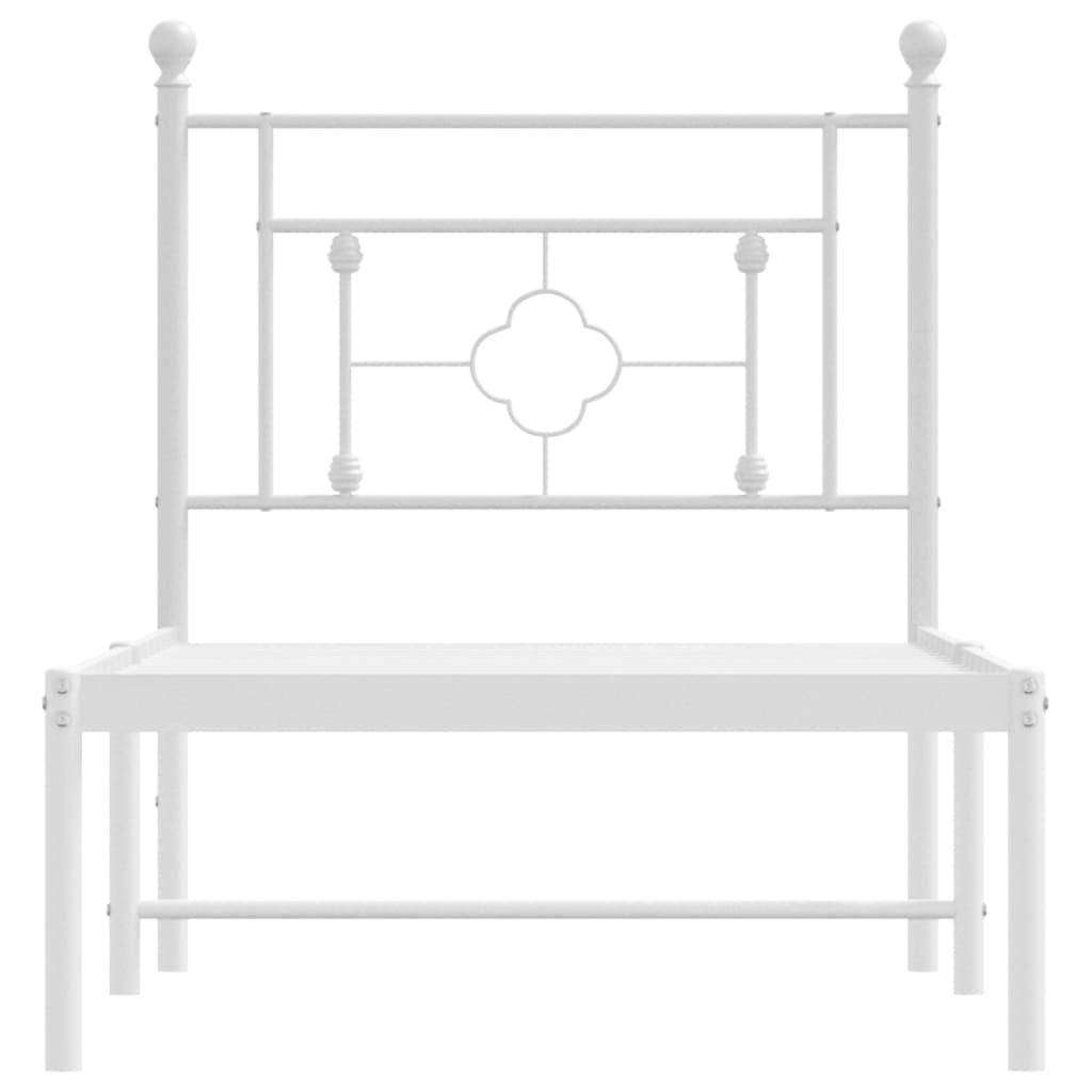 Metal Bed Frame without Mattress with Headboard White 75 cm 190 cm