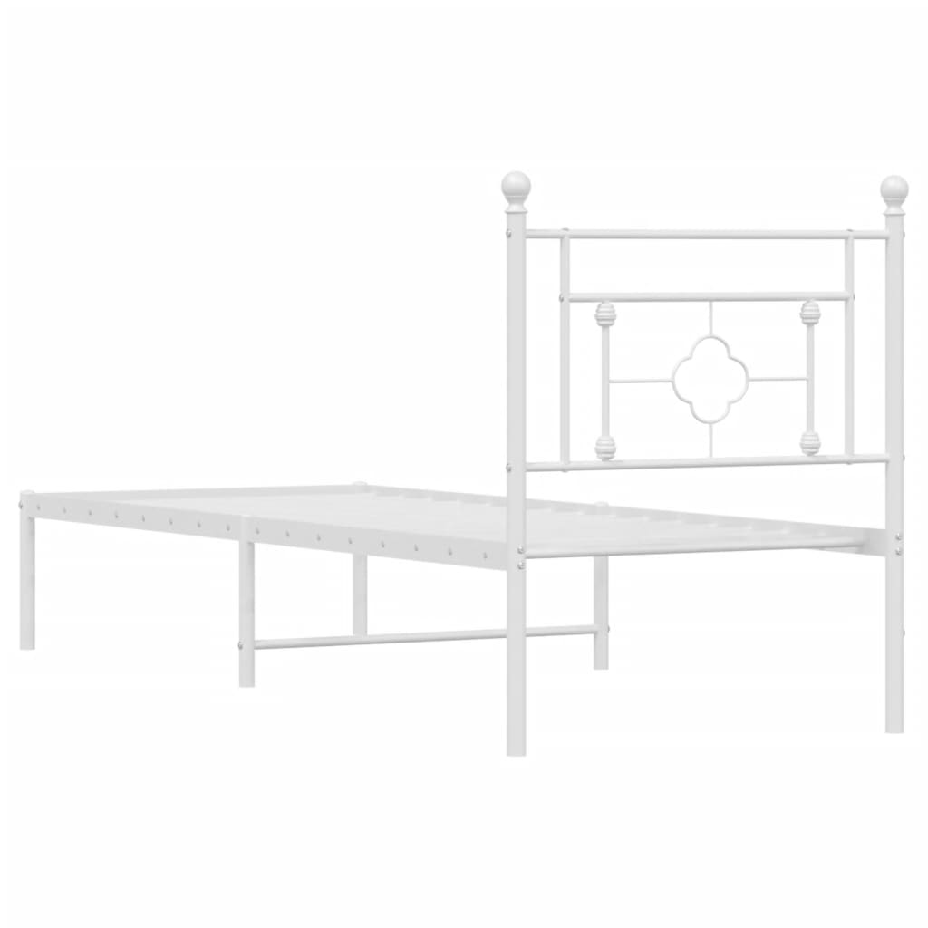 Metal Bed Frame without Mattress with Headboard White 75 cm 190 cm
