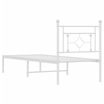 Metal Bed Frame without Mattress with Headboard White 75 cm 190 cm